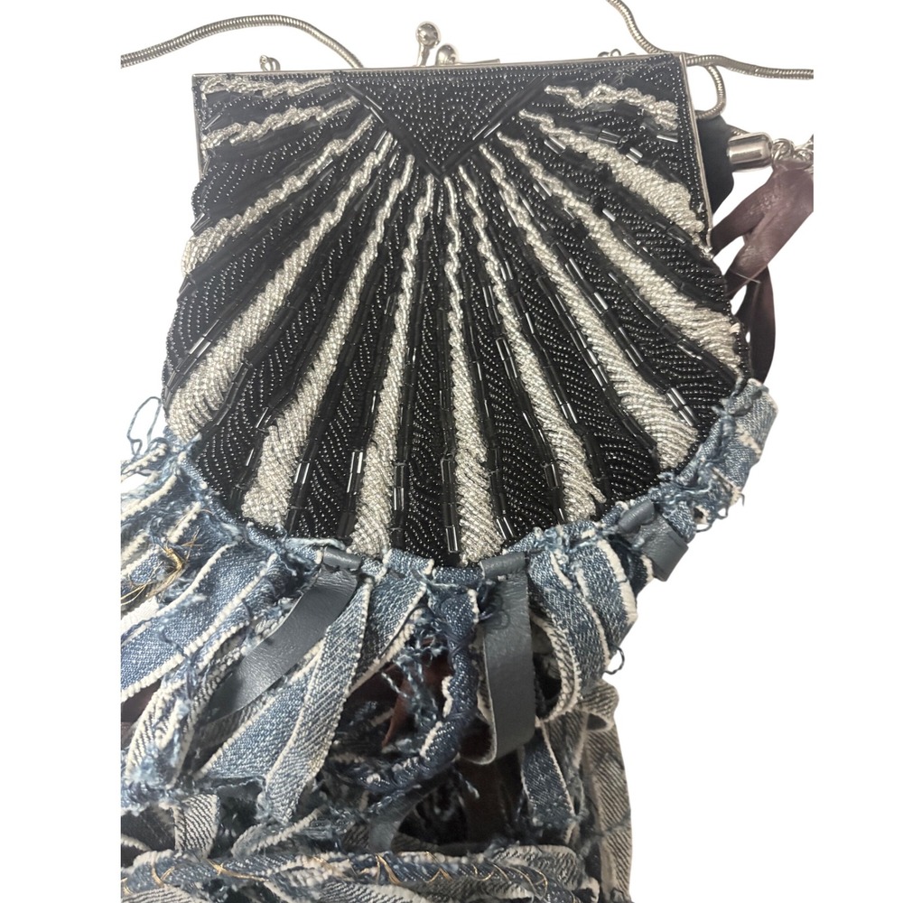 MAME Bespoke Reworked Vintage Beaded‎ Crossbody Bag Fringe & Mink Tail firm - Picture 6 of 15